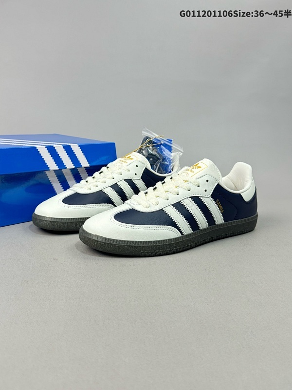 12036-45半 Adidas originals Samba OG "Night Indigo" 阿迪达斯 低帮 白蓝色 桑巴低邦防滑板鞋男女同款货号IG1968