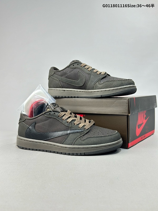 18036-46半 Travis Scott x Air Jordan 1 Low "Velvet Brown" 低帮 丝绒摩卡倒勾9.0 AJ1货号CQ4277-115