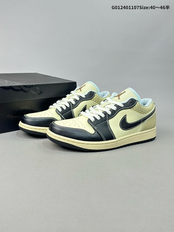 24040-46半 Air Jordan 1 Low SE "Coconut Milk Black" 低帮 米黑编织 AJ1 乔丹1代 aj1 乔1 低邦 米白黑货号HQ3437-101