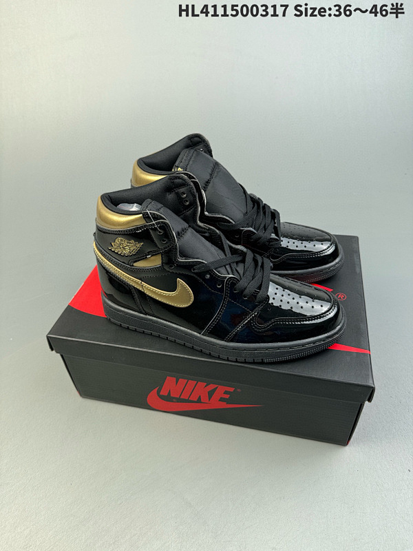 150 Air Jordan 1 High OG "Black Metallic Gold" 高帮 黑金漆皮HL411500317 Size:3646半货号555088-032