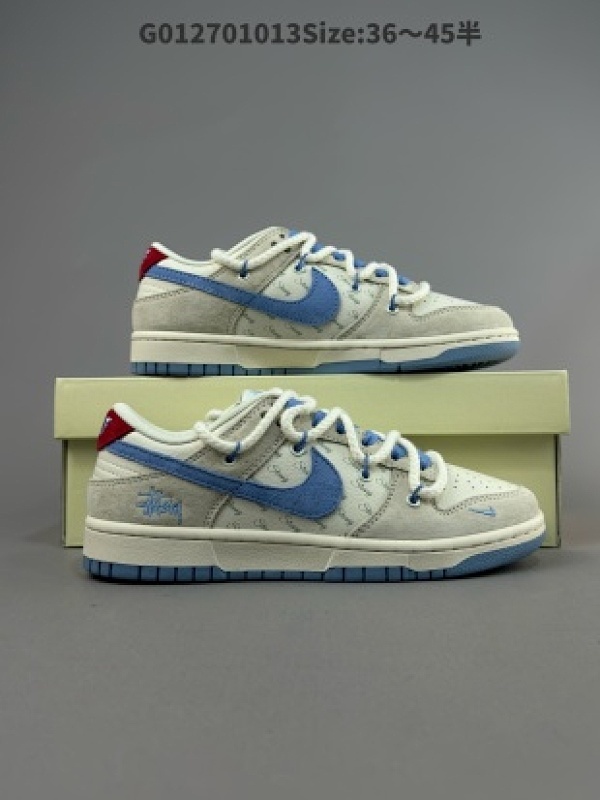 Stussy x Nike Dunk SB Low 斯图西 x 耐克 SB 低帮 联名灰白蓝解构鞋带 货号SJ2068-279