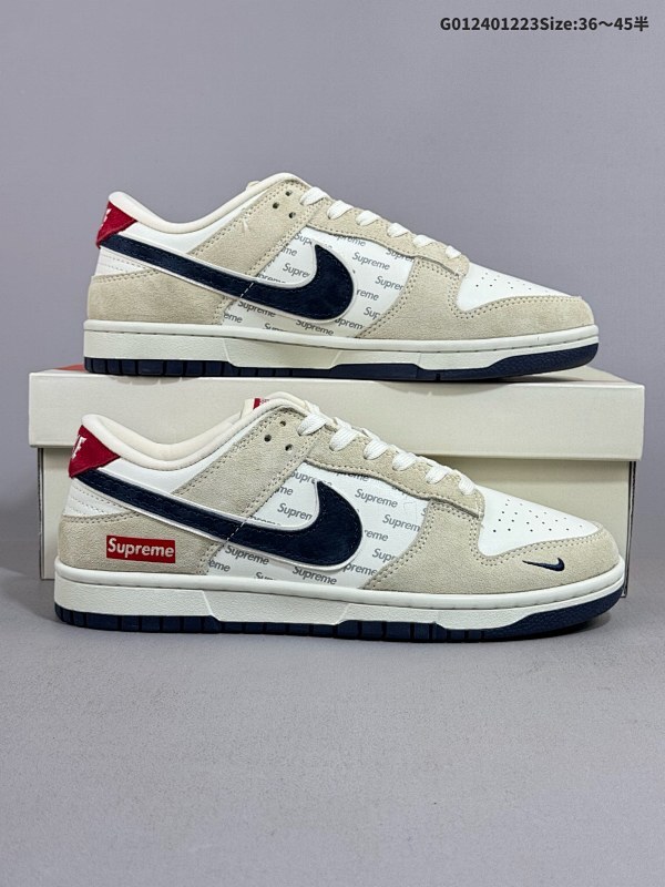 24036-45半 定制球鞋 Supreme x Nike Dunk SB Low Sup x 耐克 SB 低帮 联名灰白蓝货号AG3702-850