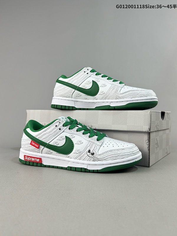 20036-45半 头层带半码定制球鞋 Supreme x Nike SB Dunk Low Sup x 耐克 SB 低帮 联名绿鬼脸货号XD6188-033
