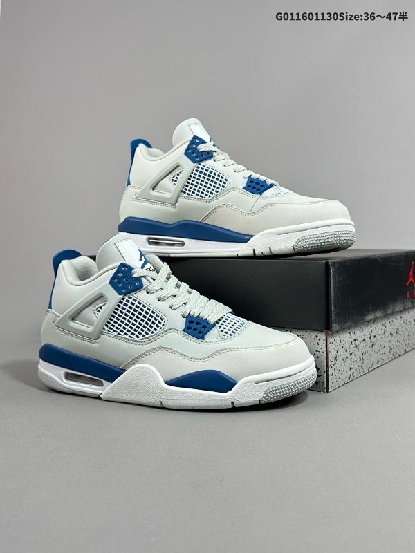 16036-47.5半 Air Jordan 4 Retro "Military Blue" 2024版 白灰蓝 AJ4 乔丹4代 aj4 乔4 白蓝 乔丹篮球鞋系列货号FV5029-141