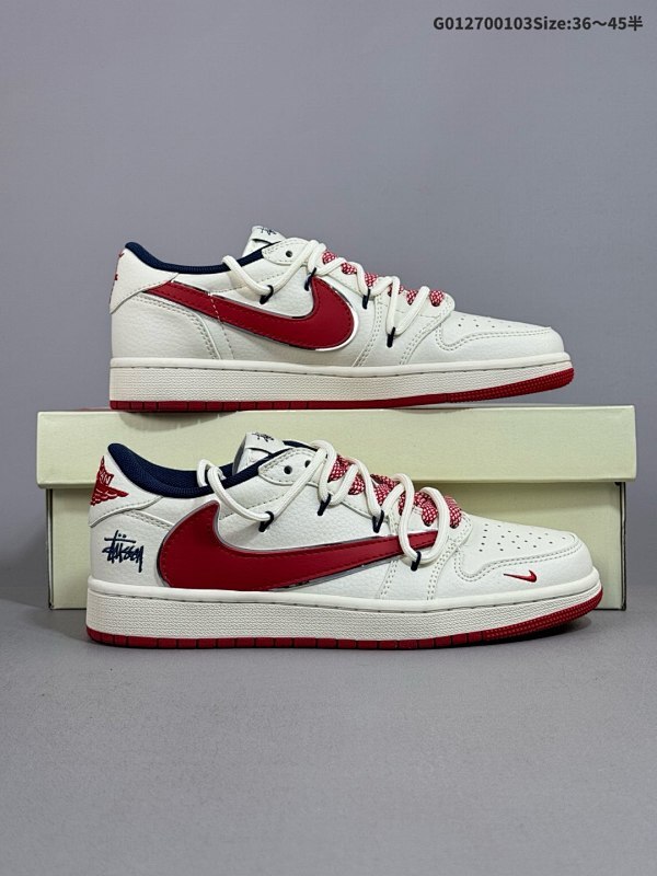 27036-45半 定制球鞋 Stussy x Travis Scott x Air Jordan 1 Low 斯图西 x AJ1 低帮 米红蓝货号SJ0086-138