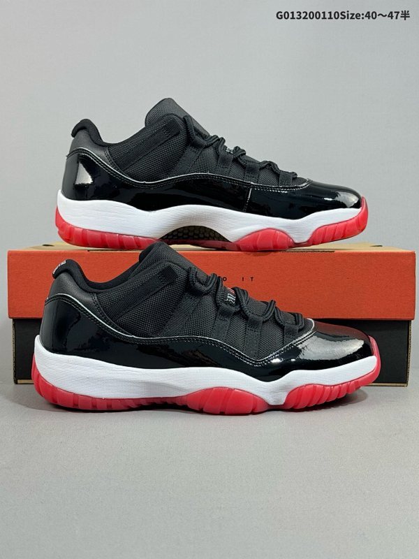 32040-47.5半   纯原版本 Air Jordan 11 Retro Low "Bred" 低帮 复刻黑红货号FV5104-006