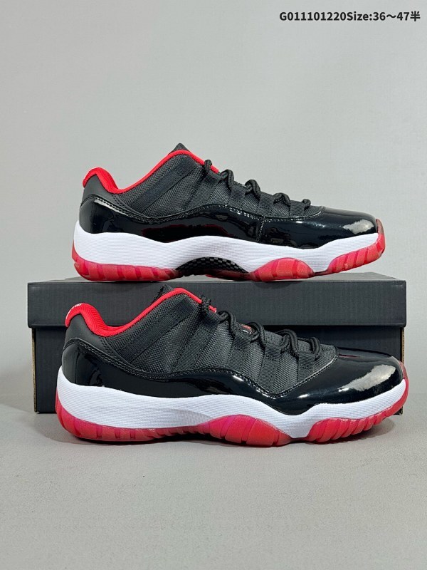11036-47.5半 Air Jordan 11 Retro Low "Bred" 低帮 黑红 AJ11男货号528895-012  女货号528896-012