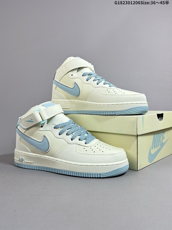 23036-45半 海外限量ID定制 公司级 Nike Air Force 1 MID 米兰勾 满天星中帮空军一号休闲板鞋 客供高亮3m反光 定制头成皮料货号SH0235-555