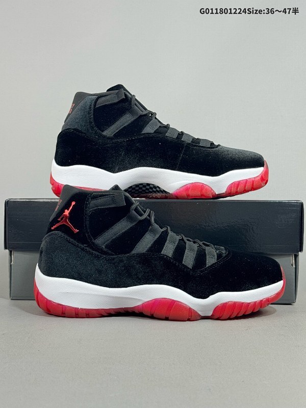 18036-47.5半 Air Jordan 11 Retro WMNS "Bred Velvet"高邦 黑红天鹅绒 乔丹篮球鞋货号DB5457-061