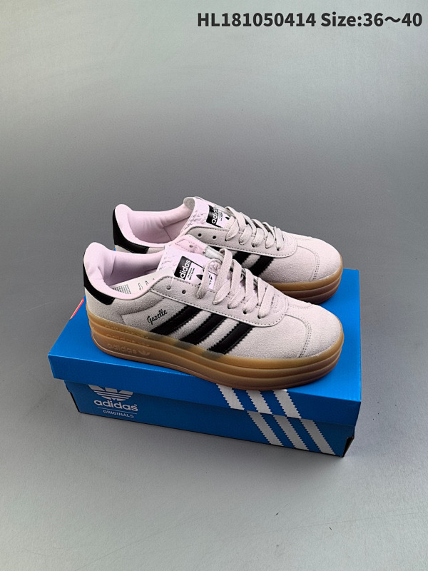 105 Adidas Originals Gazelle Bold W 羚羊松糕系列翻毛灰黑生胶底 三叶草厚底休闲防滑耐磨低帮板鞋货号IE0429 ID:HL181050414 Size:36