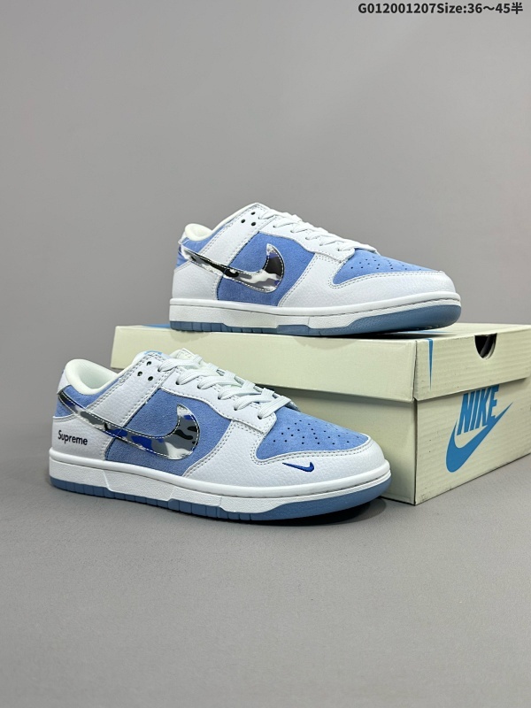 20036-45半 定制球鞋 Supreme x Nike Dunk SB Low Sup x 耐克 SB 低帮 联名白色 鞋身以蓝色麂皮作为主货号JH8039-936