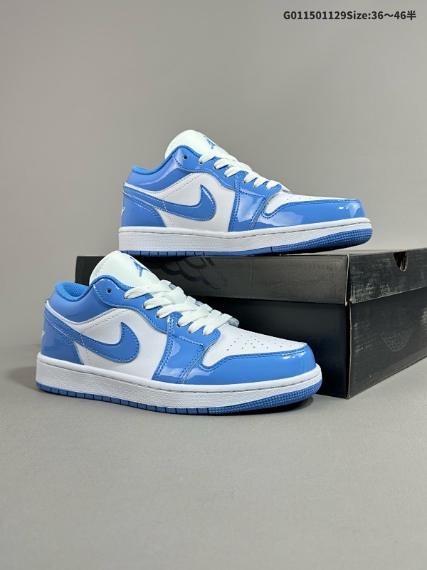 15036-46半 Air Jordan 1 Low "Legend Bluet" 低帮 漆皮北卡蓝 AJ1 乔丹1代 aj1 乔1 低邦 北卡蓝漆皮 乔丹篮球鞋系列货号FZ2138-114