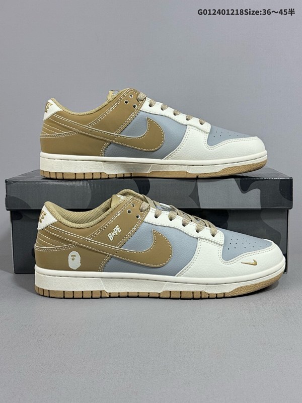 24036-45半 定制球鞋 BAPE x Nike Dunk SB Low BAPE x 耐克 SB 低帮 联名灰白黄货号BB8969-006