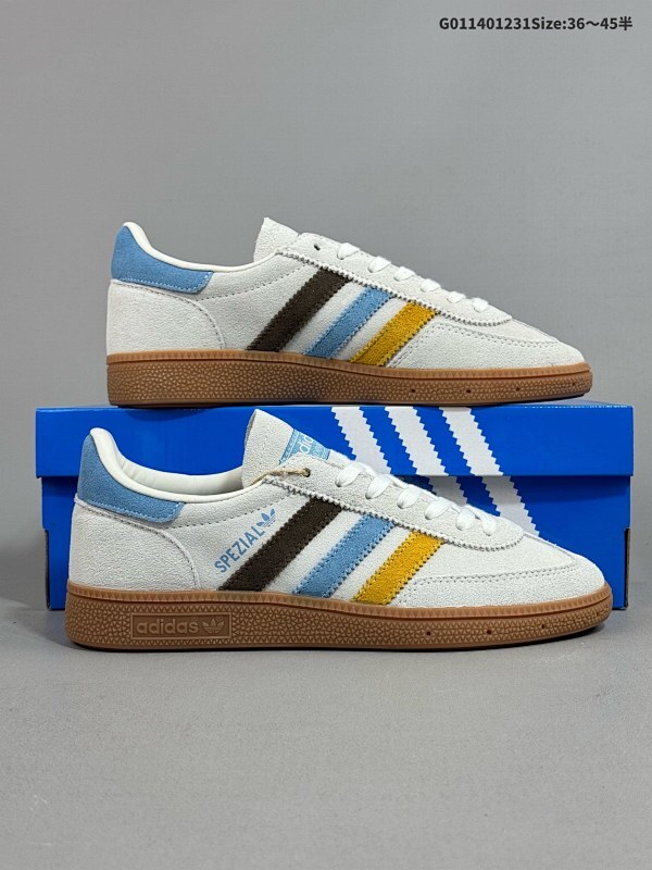 14036-45半 Adidas originals Handball Spezial 阿迪达斯 低帮 白蓝 低邦板鞋男女同款货号IG1975
