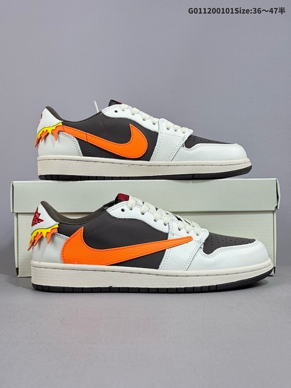 12036-47.5半 Travis Scott x Air Jordan 1 Low OG 低帮 白黑橙火焰倒勾联名货号FZ3124-201 货号DM7866-928
