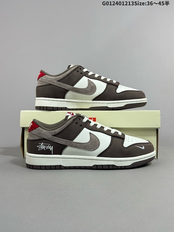 24036-45半 定制球鞋 Stussy x Nike Dunk SB Low 斯图西 x 耐克 SB 低帮 联名棕白色货号SF1029-408