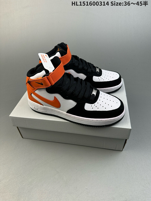 160  小红书爆款 秋冬新品 公司级 Nike Air Force 1 Mid '07 黑橙色 HL151600314 Size:3645半货号UT1-92-006