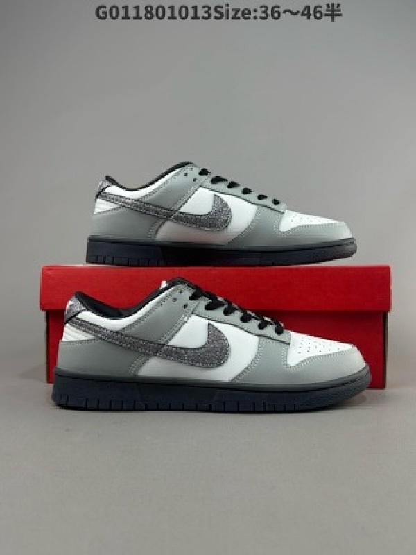 Nike Dunk Low "Glitter Swoosh" 耐克 SB 低帮 灰白闪钻 男女同款时尚百搭防滑耐磨低邦板鞋货号HQ3462-191