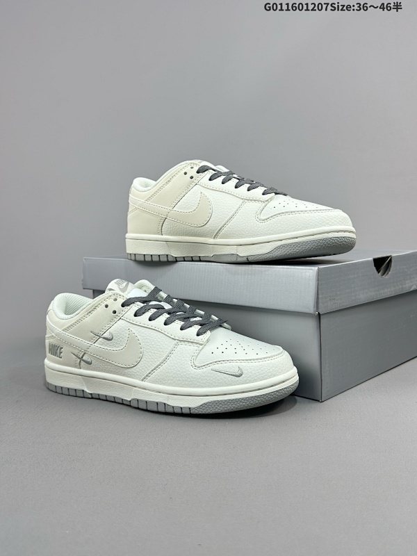 16036-46半 定制球鞋 Nike Dunk SB Low 耐克 SB 低帮 白灰 鞋身以白色作为主色调货号NK5639-325