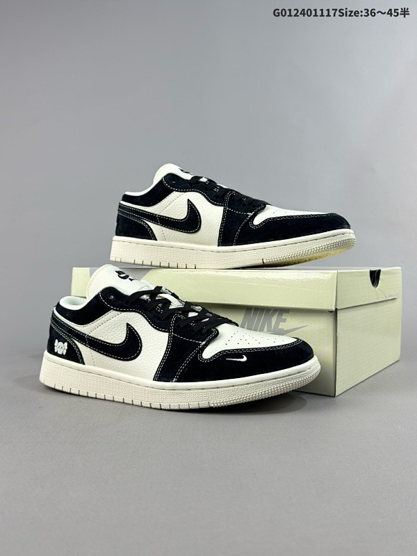 25036-45半 公司级 头层定制球鞋 Bearbrick x Air Jordan 1 Low 积木熊 x 乔丹 低帮 联名黑白 AJ1货号SJ9950-038
