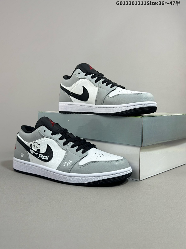 23036-47.5半 特殊大礼盒[定制球鞋]  Air Jordan 1 Low 低帮 嘟嘴熊猫 AJ1男货号553558-030 女货号553560-030