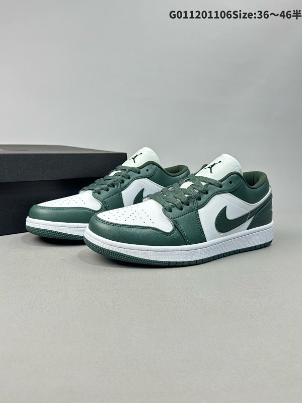 12036-46半 Air Jordan 1 Low "White Olive" 低帮 绿白 AJ1 乔丹1代 aj1 乔1 低邦 绿白 乔丹篮球鞋系列货号DC0774-113