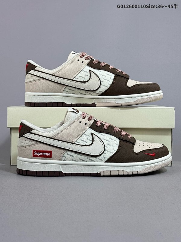 26036-45半 定制球鞋 Supreme x Nike Dunk SB Low Sup x 耐克 SB 低帮 联名棕白货号DJ2024-091