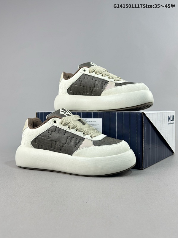 150 市售高品质 MLB 纽约洋基队 面包鞋 Chunky Liner  厚底学长鞋系列 NY小白鞋 男女同款 款号3ASXBMN4N