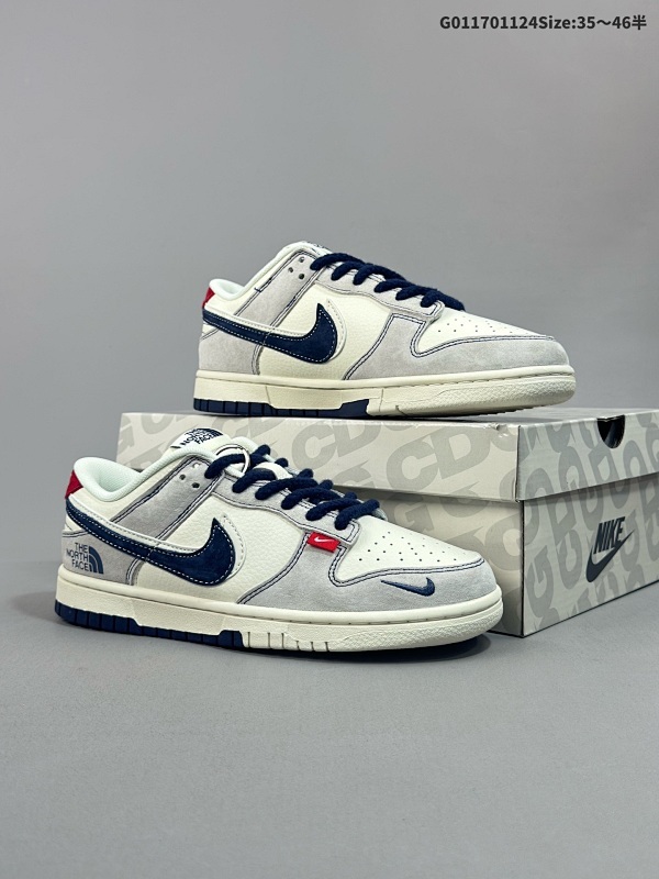 17035.5-46半 定制球鞋 The North FACE  x Nike Dunk SB Low 北面 x 耐克 SB 低帮 联名米藏青双勾货号SJ1089-012