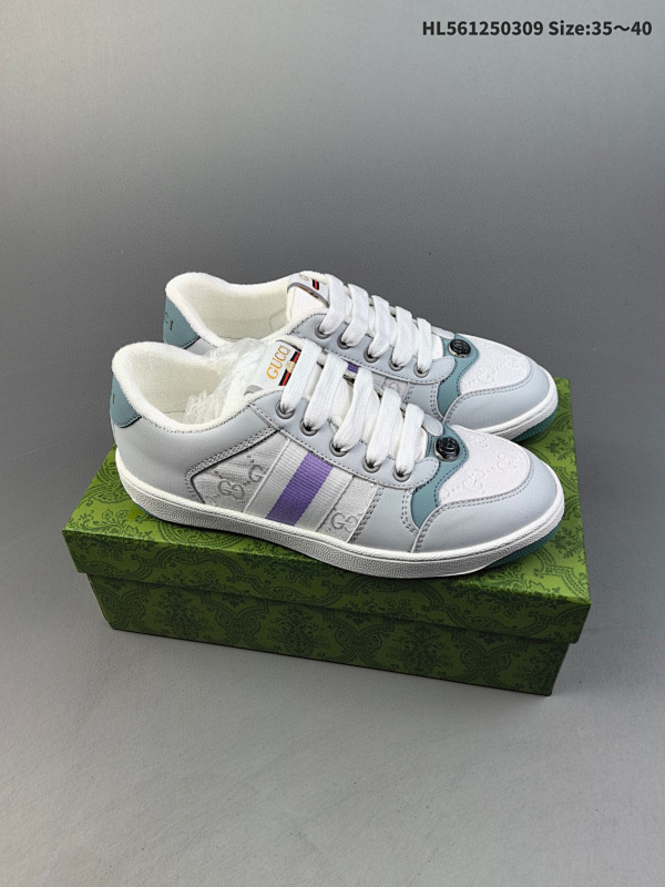 125 Gucci Distressed Screener sneaker古驰系列 经典原型复古百搭做旧老爹板鞋/复古学院风 怀旧版 原版做旧   编码HL561250309 Size:3540