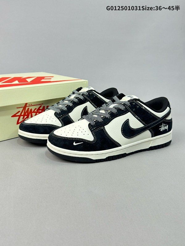 25036-45半 定制球鞋 Stussy x Nike Dunk SB Low 斯图西 x 耐克 SB 低帮 斯图西联名黑白货号BB9898-008