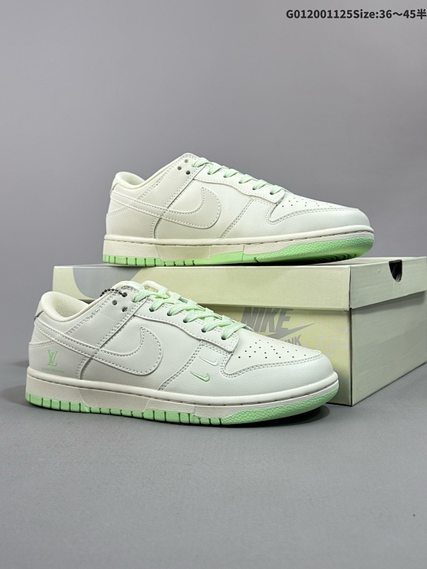 20036-45半 头层带半码定制球鞋 Louis Vuitton x Nike Dunk SB Low 路易威登 x 耐克 SB 低帮 联名荧光绿货号XX2025-321
