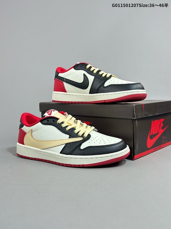 15036-46半 Travis Scott x Fragment x Air Jordan 1 Low 低帮 黑红倒勾 AJ1 乔丹篮球鞋系列 货号DM7866-318