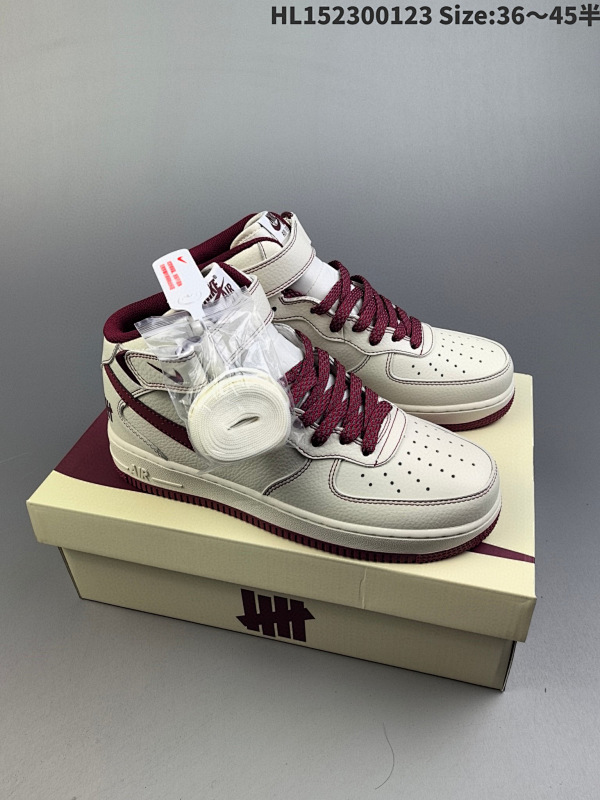 230  洛杉矶潮牌店限量发售 公司级 Undefeated x Nike Air Force 1 Mid米白红HL152300123 Size:3645半货号UW2369-015