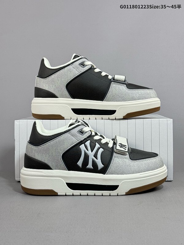 18035.5-45半   MLB Chunky Liner 中帮 灰白色 复古印刻暗纹老花潮流鞋 防滑耐磨中邦板鞋男女同款货号3ASXCHL4N-50GRS