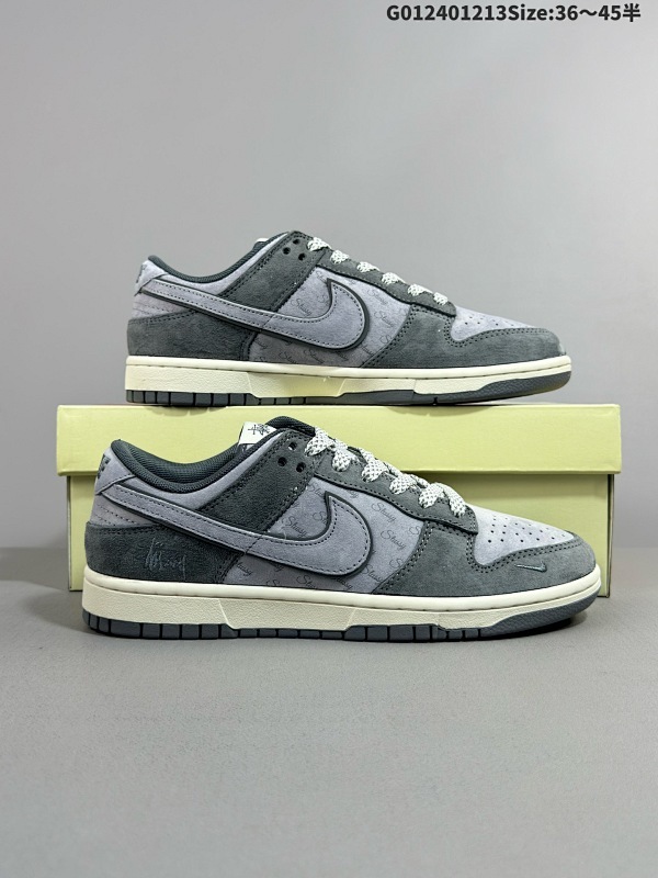 24036-45半 定制球鞋 Stussy x Nike Dunk SB Low 斯图西 x 耐克 SB 低帮 联名灰色 鞋身以浅灰色作为主货号XS1086-008