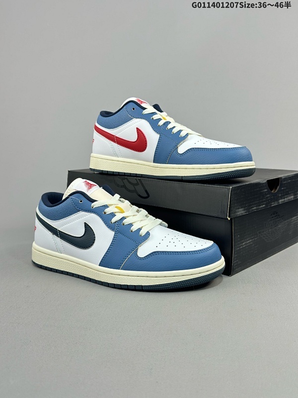 14036-46半 Air Jordan 1 Low "Motion" 低帮 红蓝鸳鸯勾 AJ1 乔丹1代 aj1 乔1 低邦 海军蓝鸳鸯勾 乔丹篮球鞋货号HM3711-144