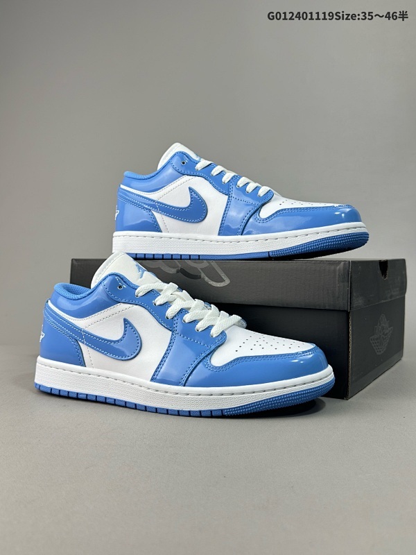 24035.5-46半 纯原版本 Air Jordan 1 Low "Legend Blue" 低帮 漆皮北卡蓝货号FZ2138-114