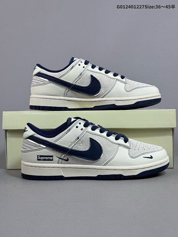 24036-45半 定制球鞋 Supreme x Nike Dunk SB Low Sup x 耐克 SB 低帮 联名灰白蓝货号XX3168-301