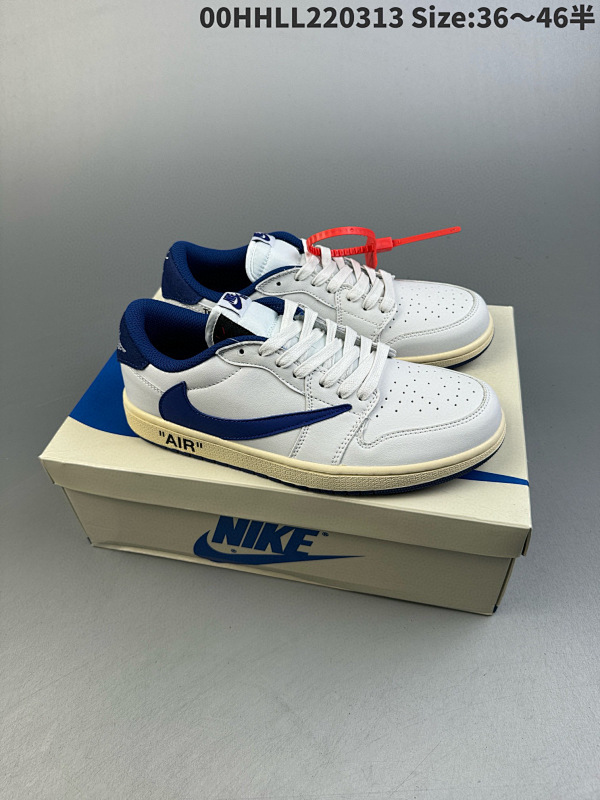 200头层带半码 Travis Scott x Air Jordan 1 Low 低帮 白蓝倒勾 AJ1 乔丹1代00HHLL220313 Size:3646半货号DM7890-111