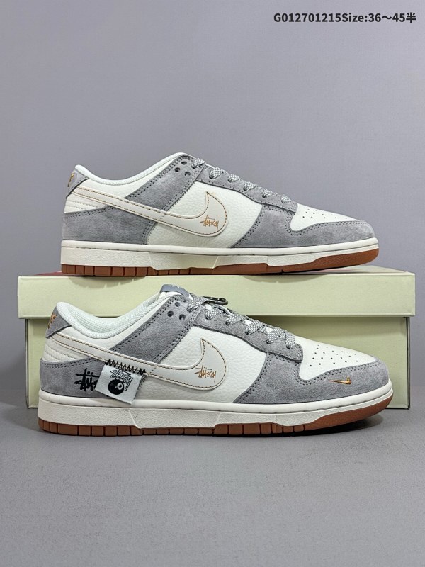 27036-45半 定制球鞋 Stussy x Nike Dunk SB Low 斯图西 x 耐克 SB 低帮 联名灰白货号DM6868-003