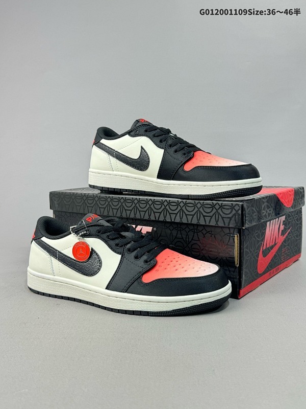 20036-46半 PSG x Air Jordan 1 Low 低帮 巴黎联名蜜桃渐变 AJ1 乔丹1代 aj1 乔1 低邦 黑米红货号HF8828-100