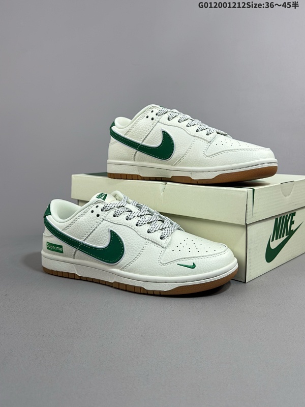 20036-45半 定制球鞋 Supreme x Nike Dunk SB Low Sup x 耐克 SB 低帮 联名白绿 鞋身以白色作为主色货号XH0923-340