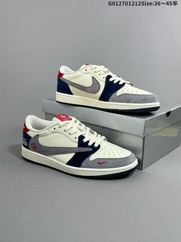 27036-45半 定制球鞋 Gucci x Travis Scott x Air Jordan 1 Low 古奇古驰 x AJ1 低帮 灰白蓝货号DM7866-039