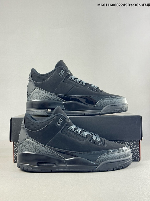 16036-47.5半 Air Jordan 3 Retro "Black Cat" 黑猫 AJ3 乔丹3代 aj3 乔3 黑猫 乔丹篮球鞋系列货号CT8532-001