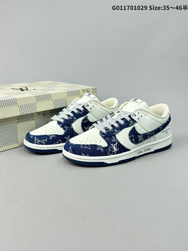 17035.5-46半 定制球鞋 Louis Vuitton x Nike Dunk SB Low 路易威登 x 耐克 SB 低帮 LV联名深蓝白牛仔货号XP3802-335