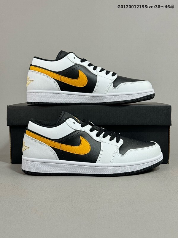 20036-46半 乔丹Air Jordan 1 Low AJ1乔1低帮休闲板鞋 白黑金货号553558-172