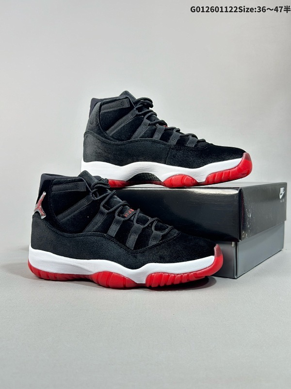 26036-47.5半 Air Jordan 11 Retro WMNS "Bred Velvet" 高帮 天鹅绒黑红货号DB5457-061