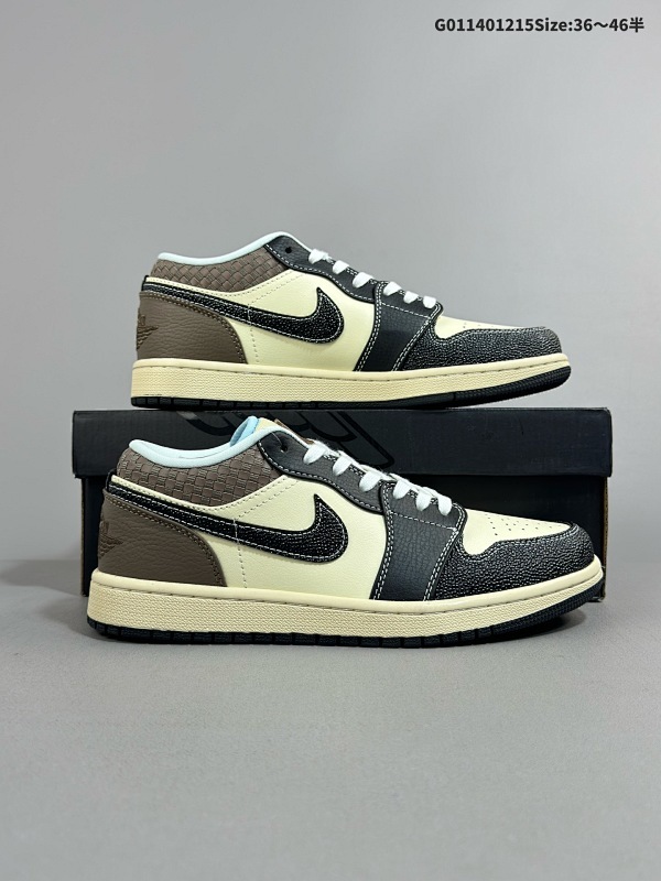 14036-46半 Air Jordan 1 Low SE 低帮 美拉德 摩卡骑士 AJ1 乔丹1代 aj1 乔1 低邦 黑棕缝线菱形格货号HQ3437-101