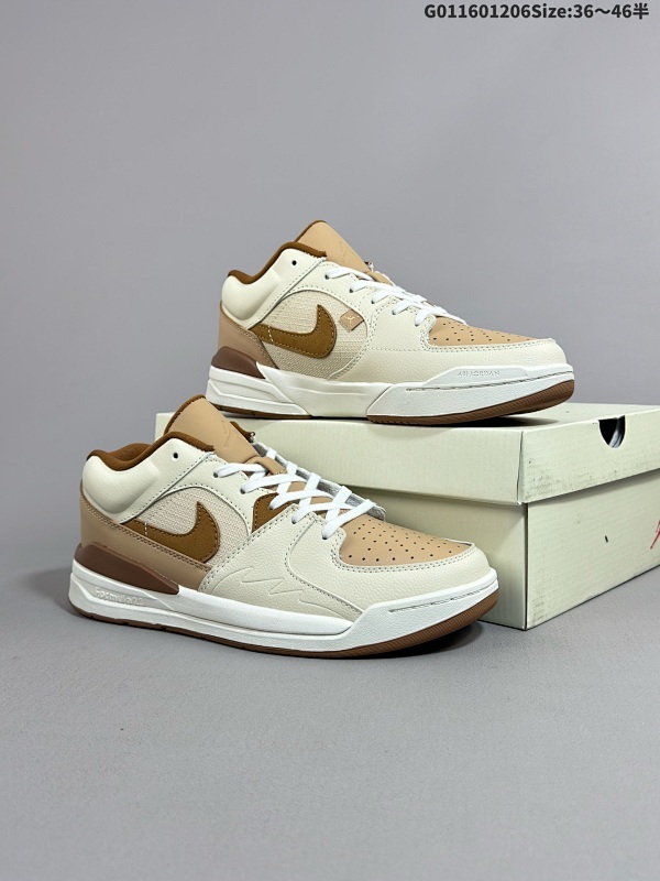 16036-46半 Air Jordan Stadium 90 Low AJ90 低帮 白紫色 乔丹篮球鞋系列棕色绒面革Swoosh Logo货号HF5754-221